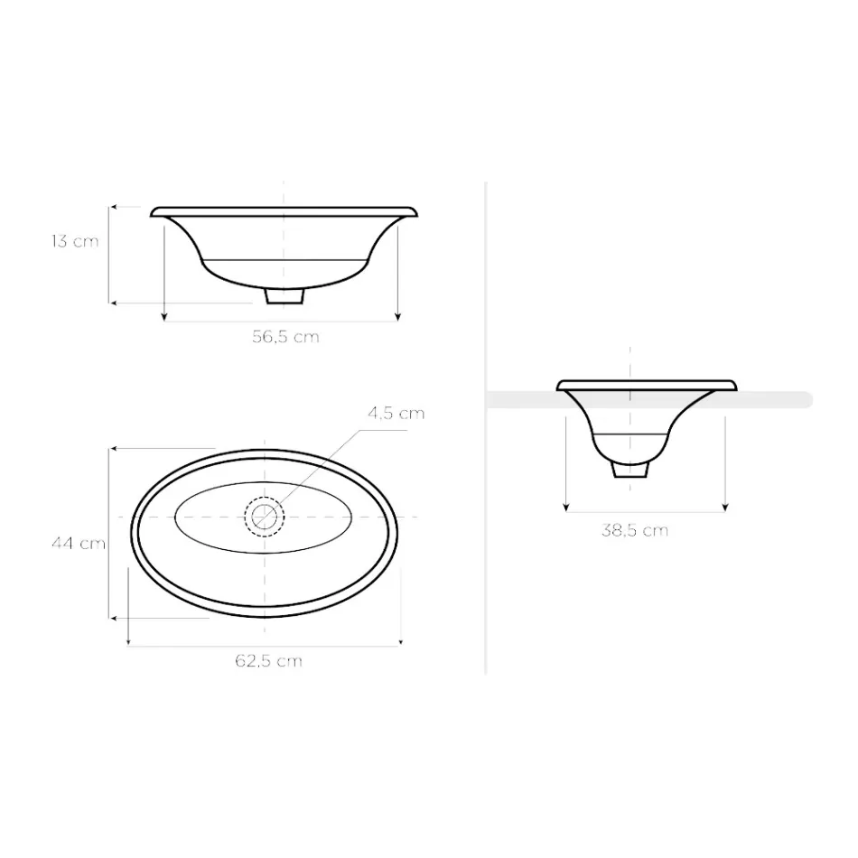 Lavabo Semincasso in Fire Clay con Spirale d'Oro Made in italy - Principe Viadurini