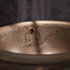 Lavabo Semincasso in Fire Clay Marrone Araldica Made in italy - Botticino Viadurini