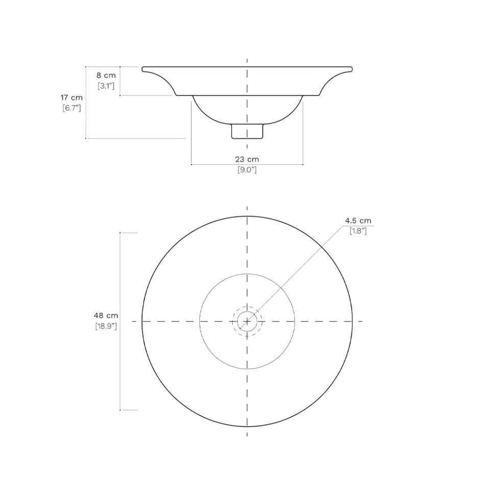Lavabo Semincasso in Porcellana Francese di Primissima Qualità - Pausa Viadurini