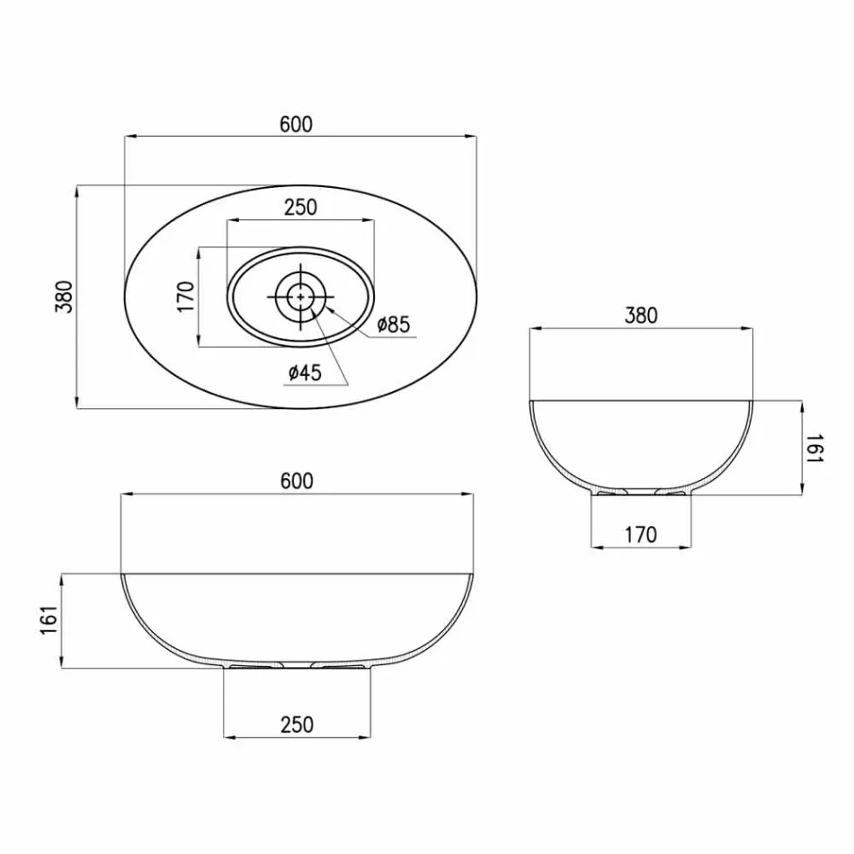 Lavabo Sferico da Appoggio in Ceramica Ø60cm Made in Italy Leivi Viadurini