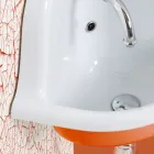 Lavabo Sospeso Angolare in Ceramica Bianca e Colorata 42 cm - Angelino Viadurini