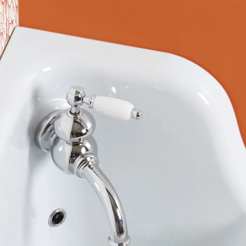 Lavabo Sospeso Angolare in Ceramica Bianca e Colorata 42 cm - Angelino Viadurini