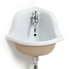 Lavabo Sospeso Angolare in Ceramica Bianca e Colorata 42 cm - Angelino Viadurini