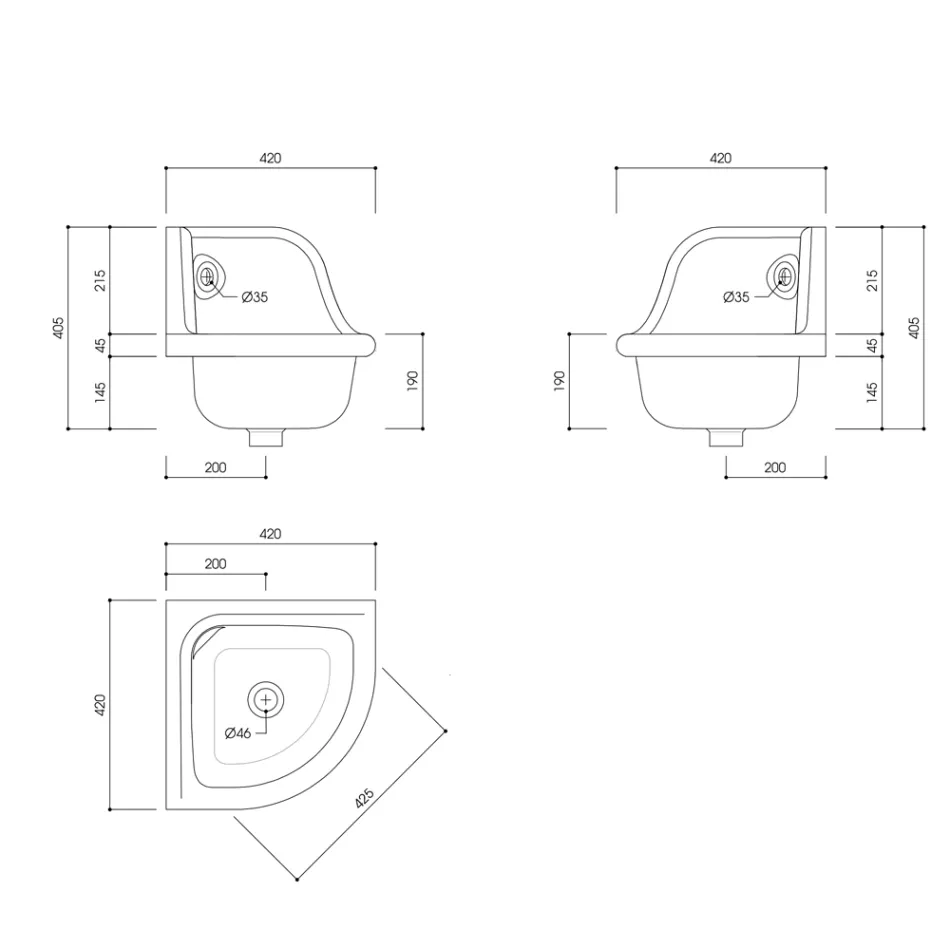 Lavabo Sospeso Angolare in Ceramica Colorata Vintage 42 cm - Angelino Viadurini