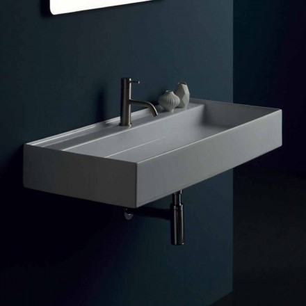 Lavabo sospeso in ceramica design moderno Sun 100x45 cm made in Italy Viadurini