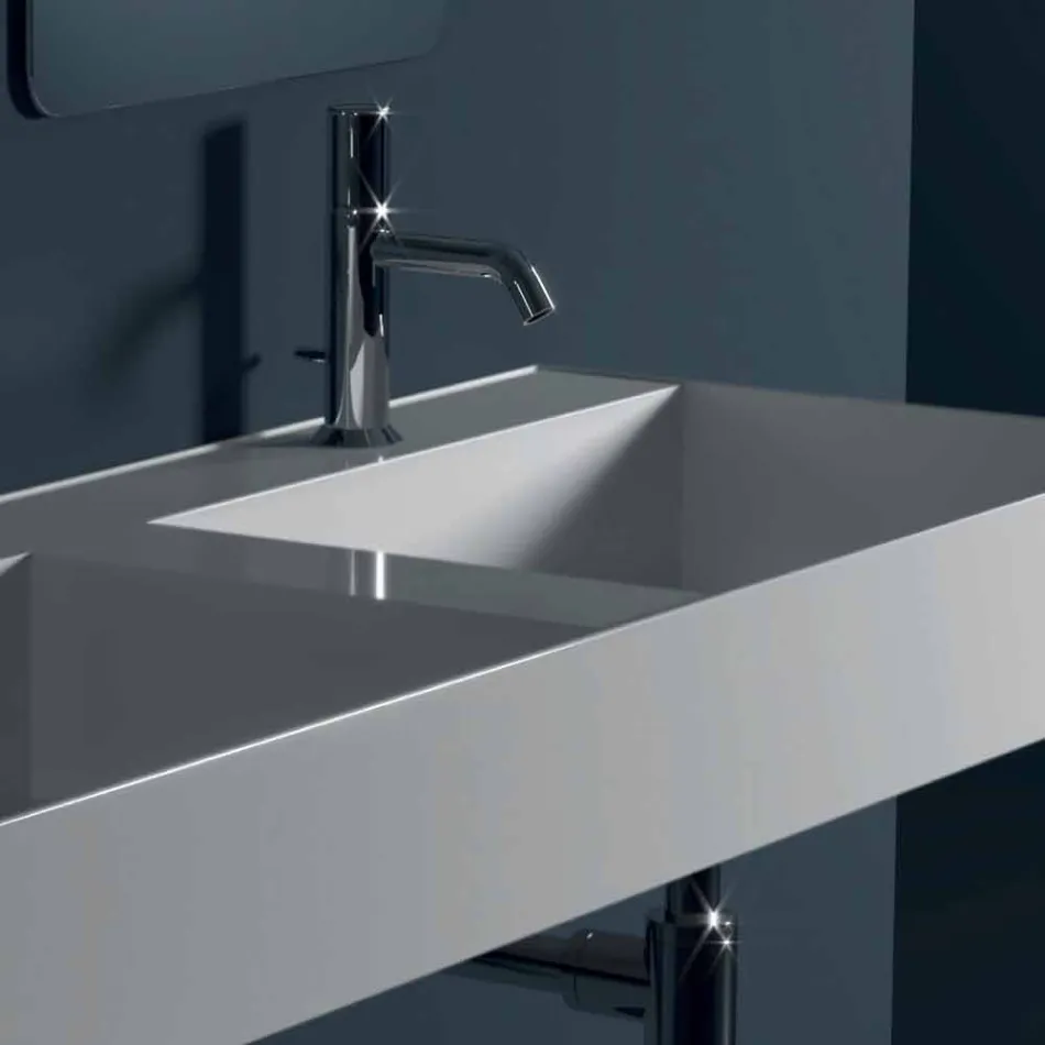 Lavabo sospeso in ceramica design moderno Sun 120x45 cm made in Italy Viadurini