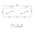 Lavabo sospeso in ceramica design moderno Sun 120x45 cm made in Italy Viadurini