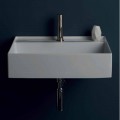 Lavabo sospeso in ceramica design moderno Sun 60x45 cm, made in Italy