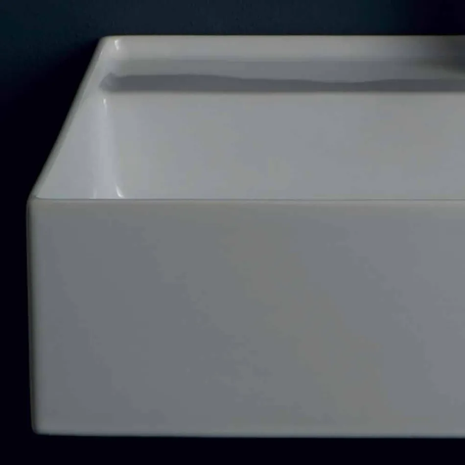 Lavabo sospeso in ceramica design moderno Sun 60x45 cm, made in Italy Viadurini