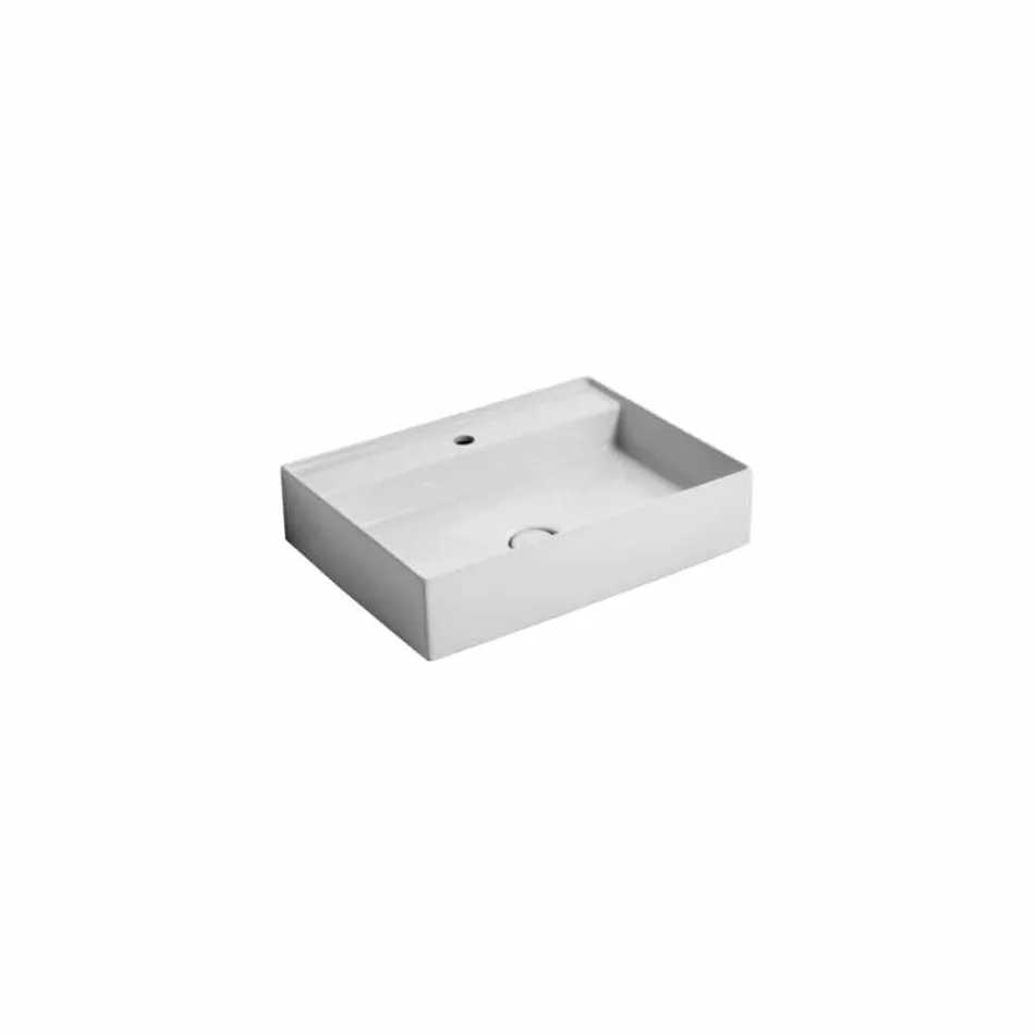 Lavabo sospeso in ceramica design moderno Sun 60x45 cm, made in Italy Viadurini