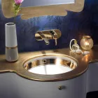 Lavabo sottopiano barocco in fire clay e oro made in Italy, Egeo Viadurini