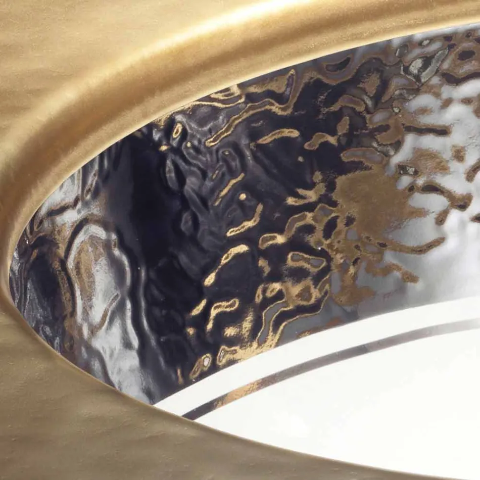 Lavabo sottopiano barocco in fire clay e platino made in Italy, Egeo Viadurini