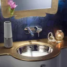 Lavabo sottopiano barocco in fire clay e platino made in Italy, Egeo Viadurini