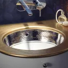 Lavabo sottopiano barocco in fire clay e platino made in Italy, Egeo Viadurini