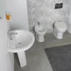 Lavabo su Colonna in Ceramica Bianca dal Design Moderno Elegante - Silice Viadurini