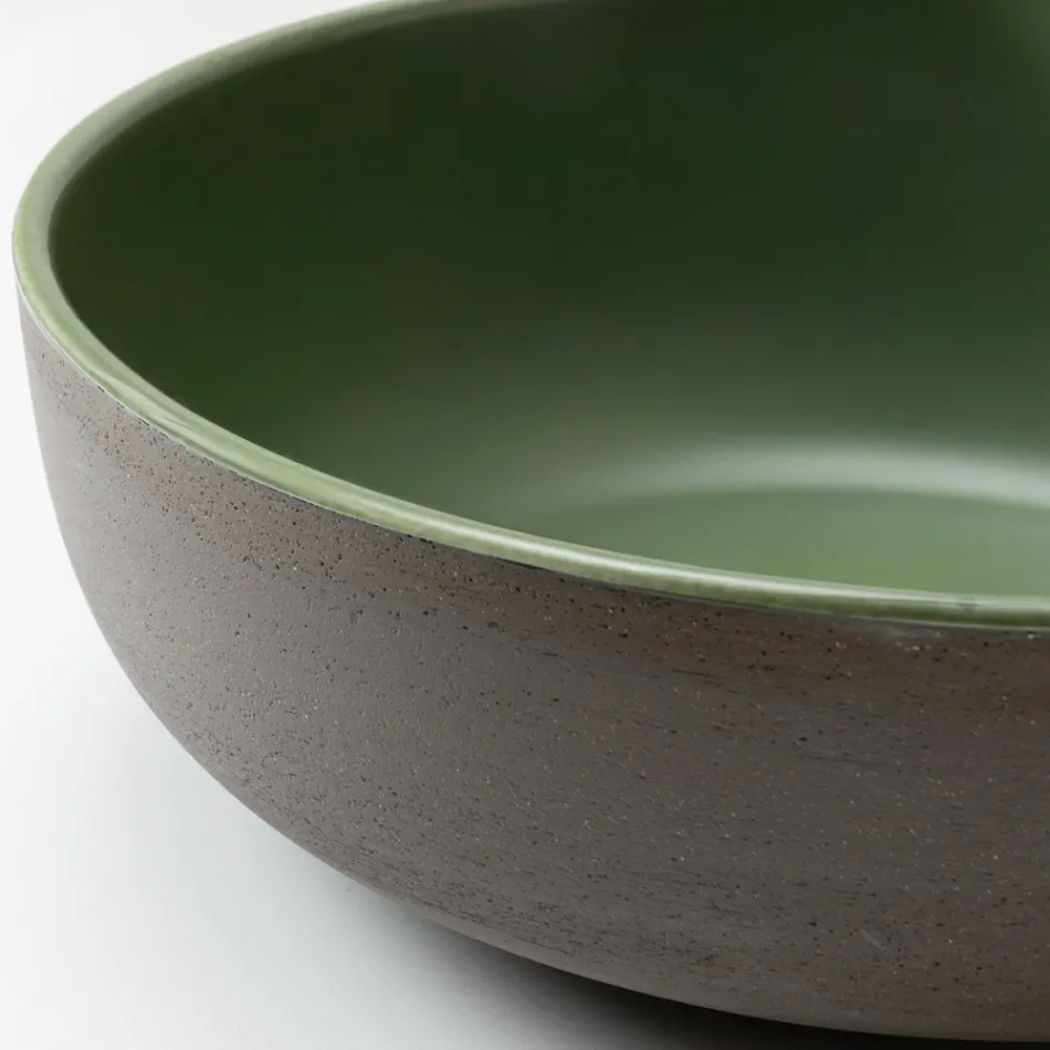 Lavabo Svasato da Appoggio in Raku Scuro Made in Italy - Drip Viadurini