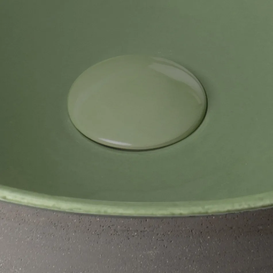 Lavabo Svasato da Appoggio in Raku Scuro Made in Italy - Drip Viadurini