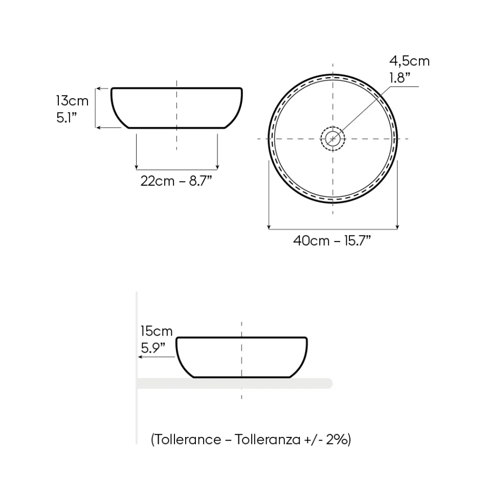 Lavabo Svasato da Appoggio in Raku Scuro Made in Italy - Drip Viadurini