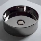 Lavabo tondo da appoggio in ceramica moderno Sun Circle diametro 40 cm Viadurini