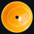 Lavabo tondo da appoggio in pietra onice arancione Aris Viadurini