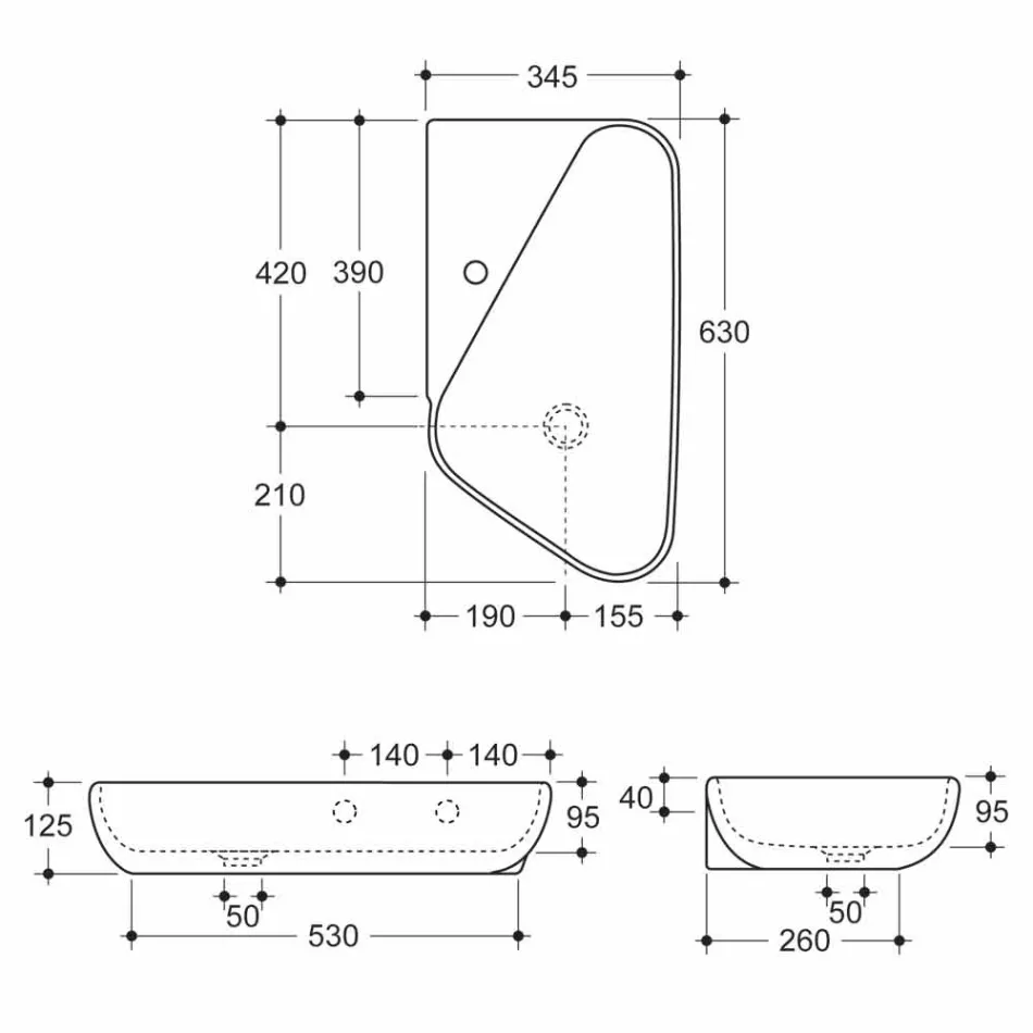 Lavamani da appoggio/sospensione di design ceramica made Italy Sheyla Viadurini