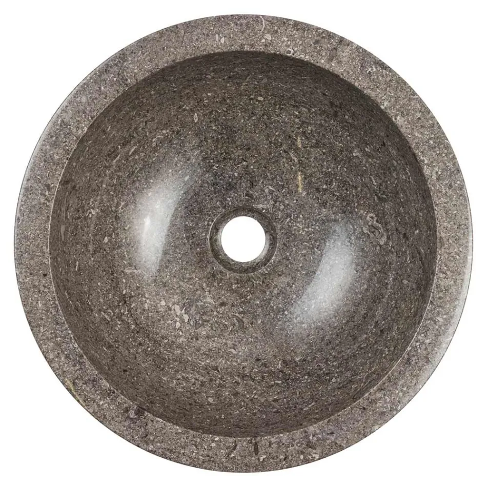 Lavandino circolare da appoggio in marmo fatto a mano, Bucine Viadurini