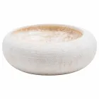 Lavandino da appoggio circolare fatto a mano in marmo bianco, Bucciano Viadurini