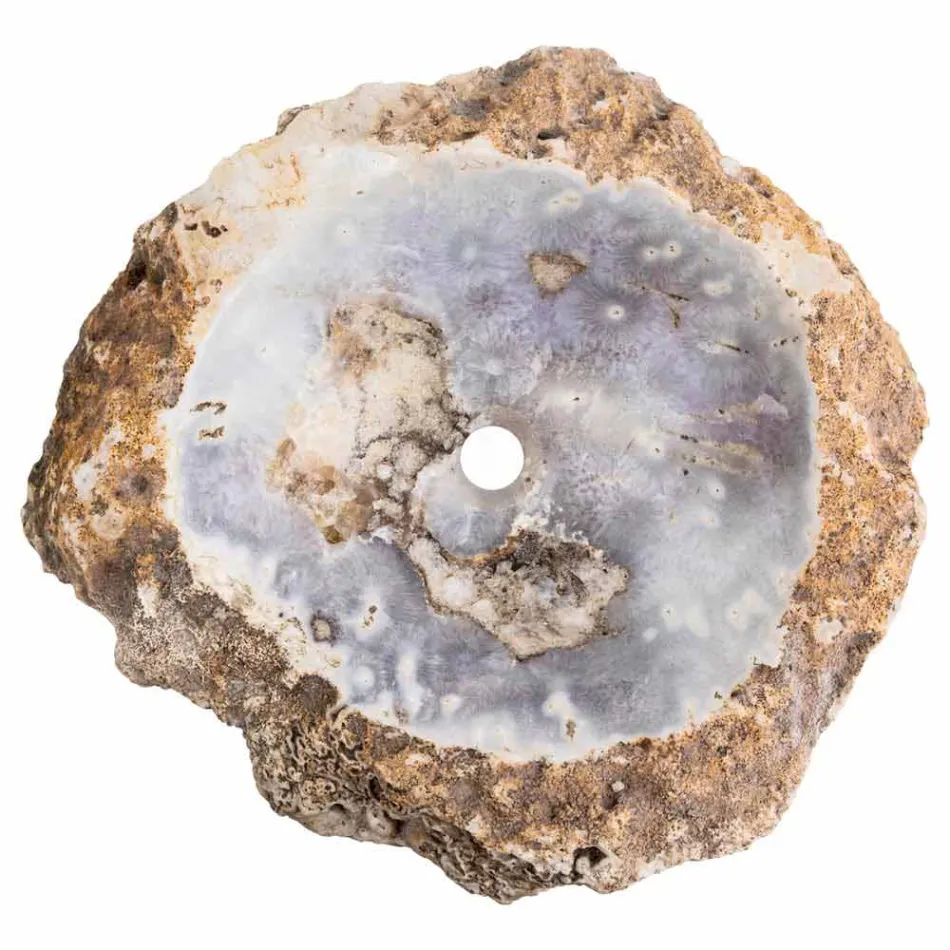 Lavandino da appoggio fatto a mano in pietra agata, Posina Viadurini