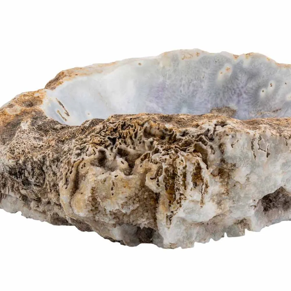 Lavandino da appoggio fatto a mano in pietra agata, Posina Viadurini