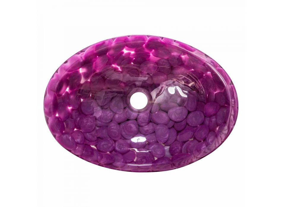 Lavandino da appoggio ovale di design in resina viola, Buonalbergo Viadurini