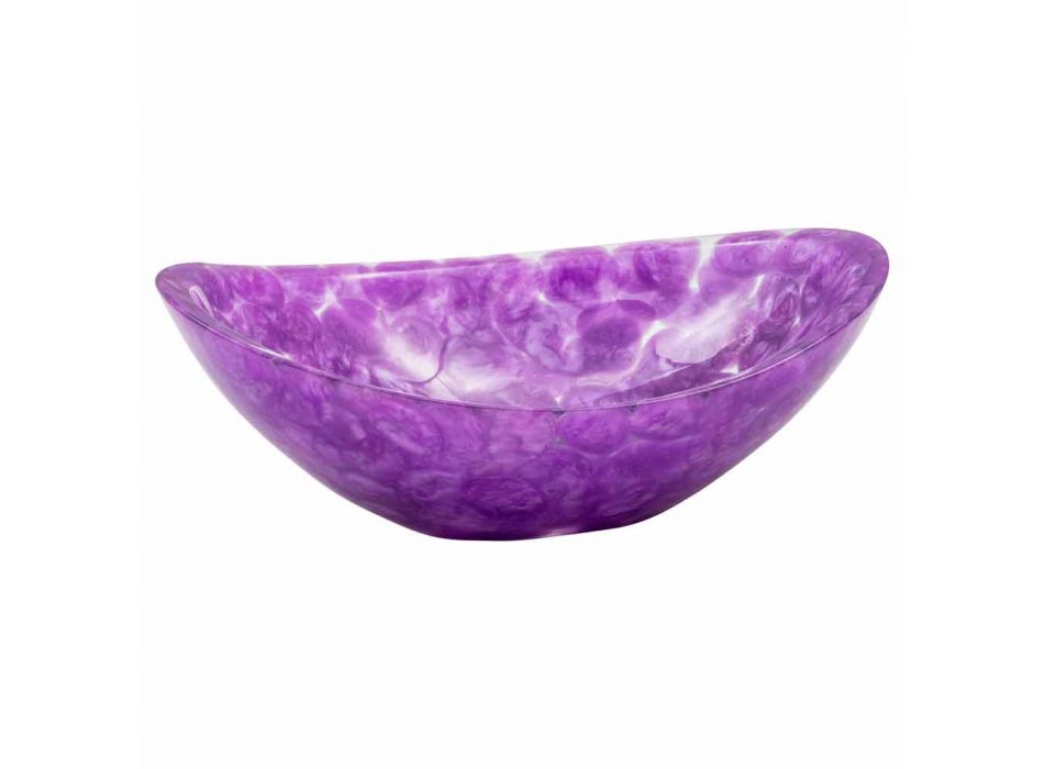 Lavandino da appoggio ovale di design in resina viola, Buonalbergo Viadurini