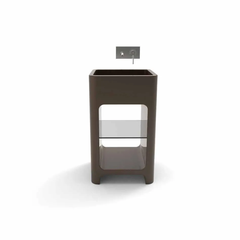 Lavandino freestanding monoblocco moderno fatto in Italia, Tufino Viadurini