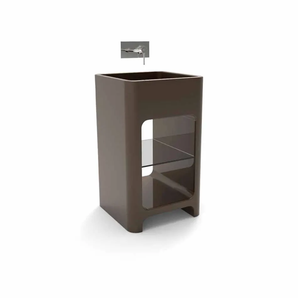 Lavandino freestanding monoblocco moderno fatto in Italia, Tufino Viadurini