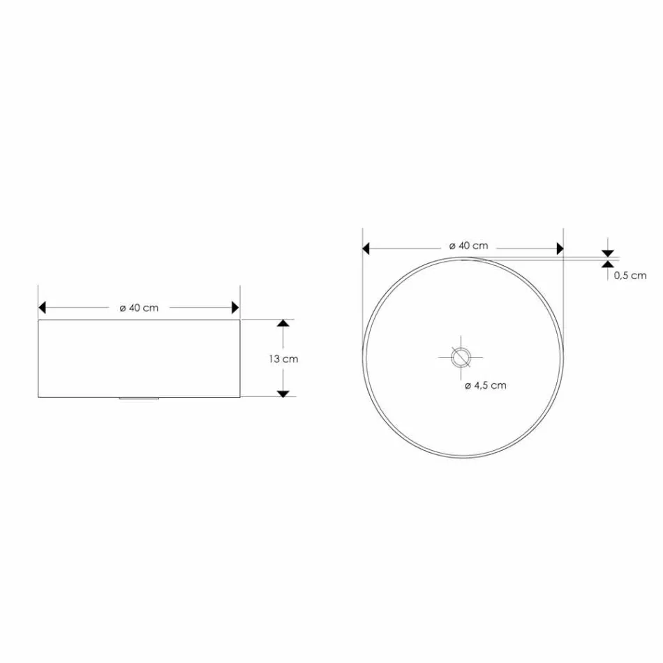 Lavandino in Resina Bianca da Appoggio di Design con Scarico Centrale - Moris Viadurini