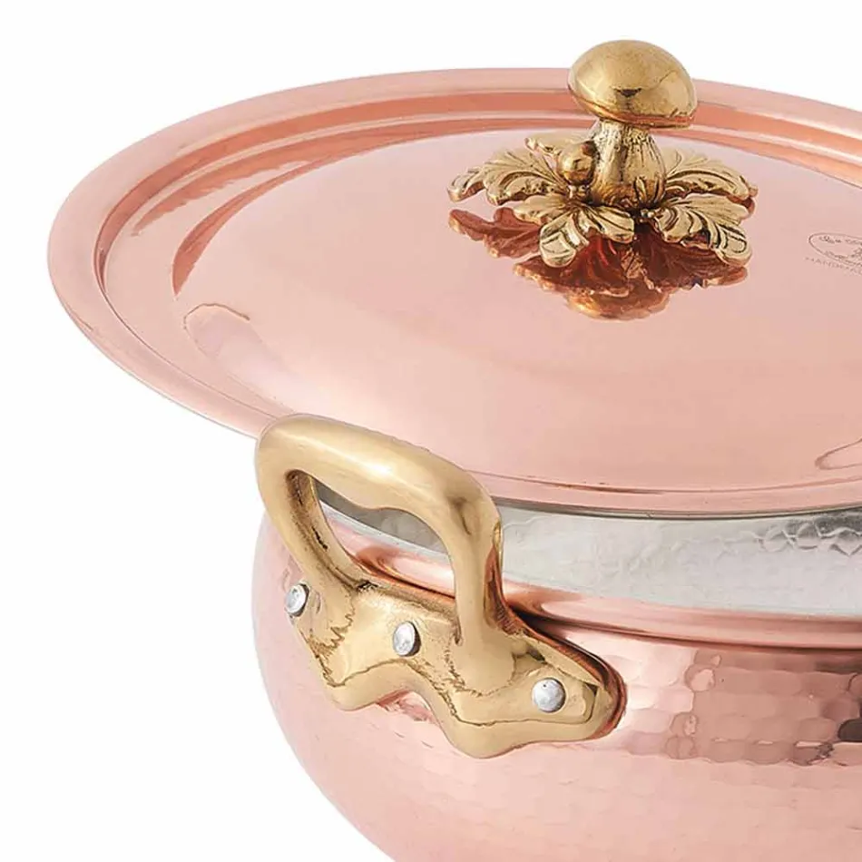 Legumiera con Coperchio in Rame Stagnato a Mano Made in Italy 28 cm - Mariacarla Viadurini