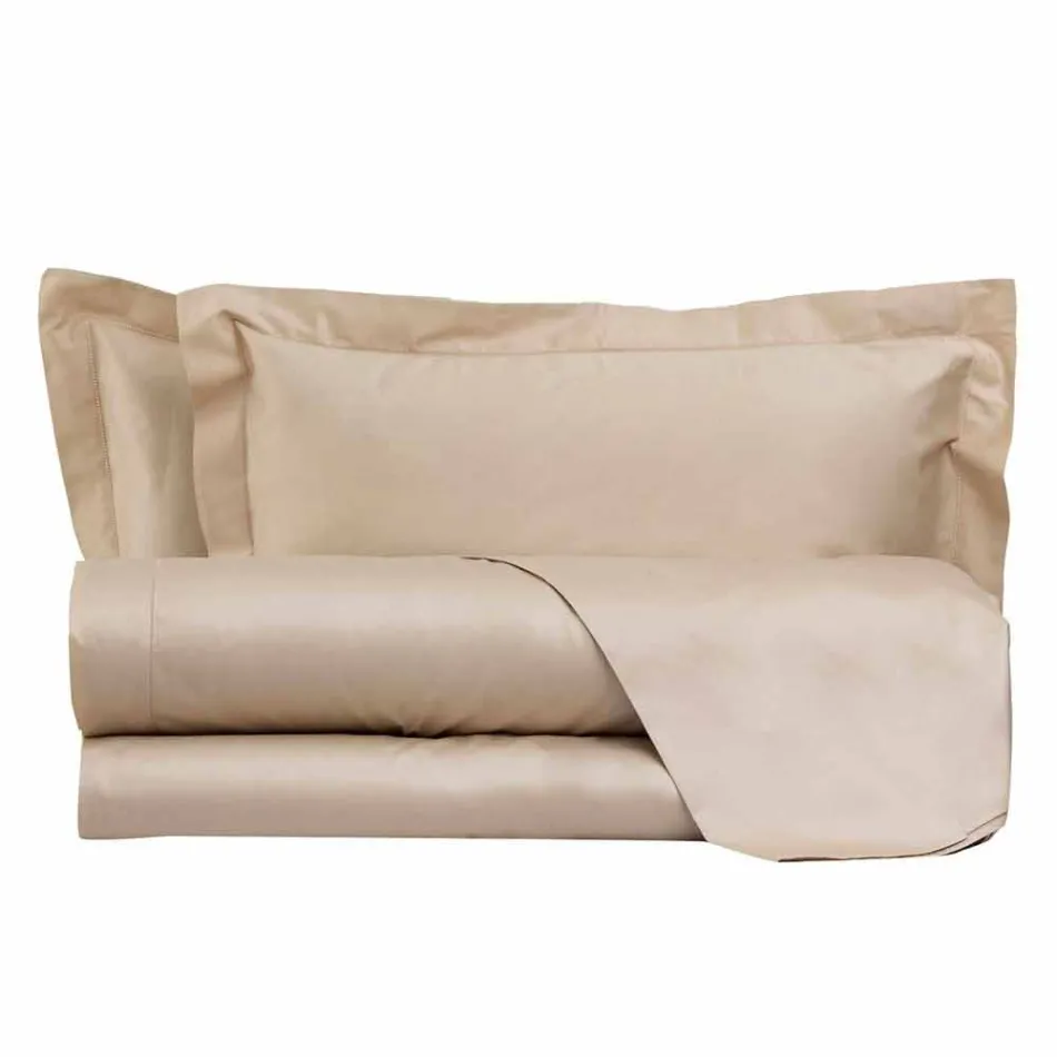 Lenzuola Tinta Unita Completo in Raso di Cotone per Letto Matrimoniale - Ibisco Viadurini