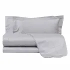 Lenzuola Tinta Unita Completo in Raso di Cotone per Letto Matrimoniale - Ibisco Viadurini