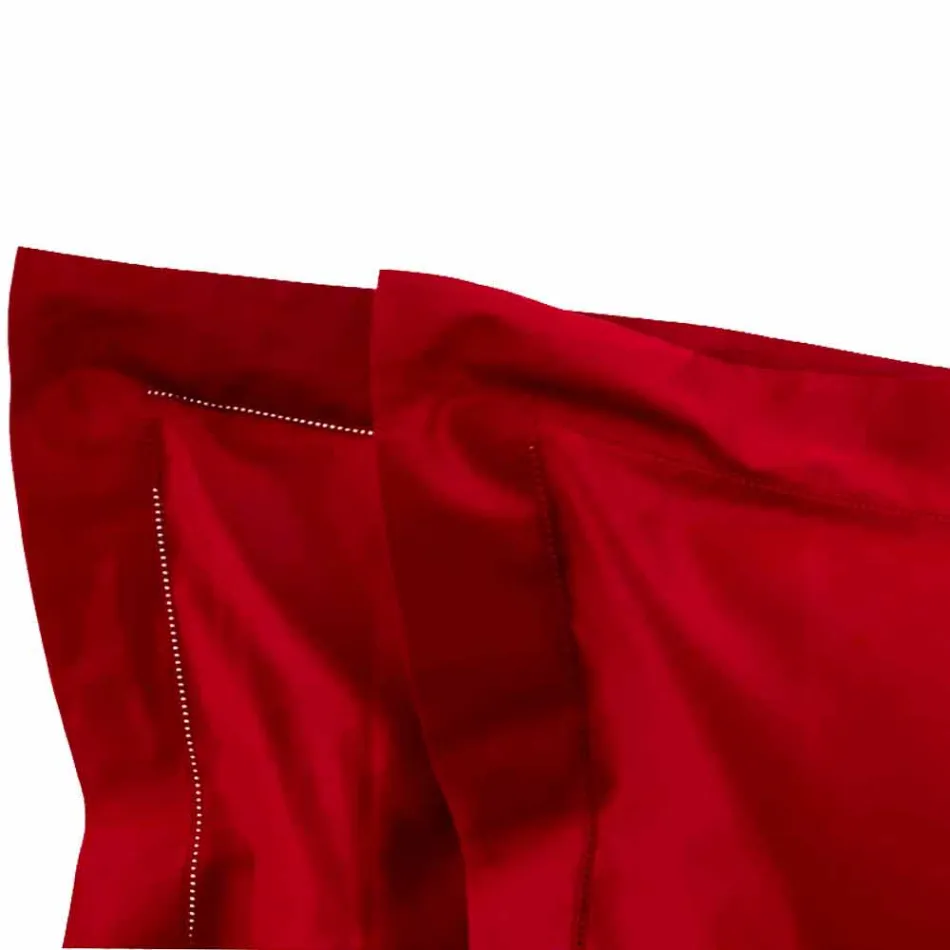 Lenzuola Tinta Unita Completo in Raso di Cotone per Letto Matrimoniale - Ibisco Viadurini