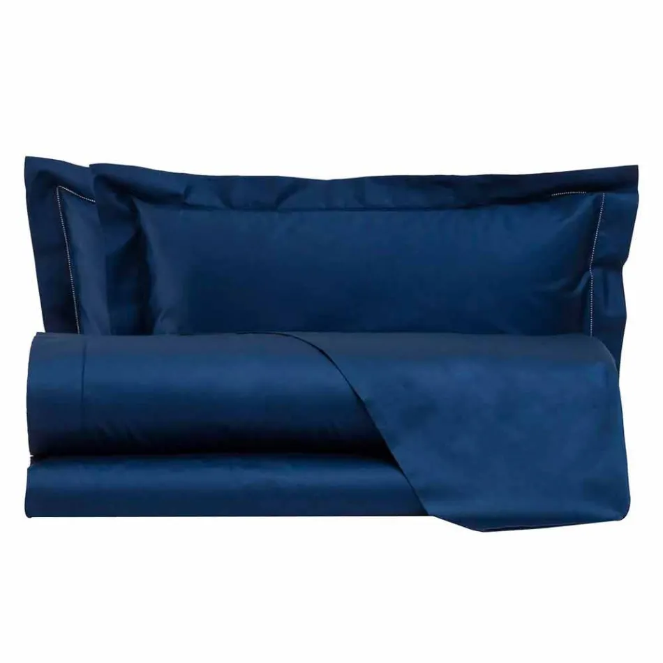 Lenzuola Tinta Unita Completo in Raso di Cotone per Letto Matrimoniale - Ibisco Viadurini