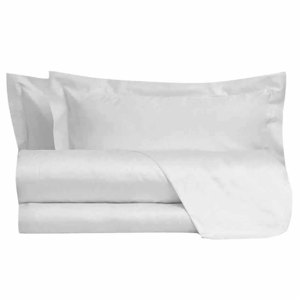 Lenzuola Tinta Unita Completo in Raso di Cotone per Letto Matrimoniale - Ibisco Viadurini