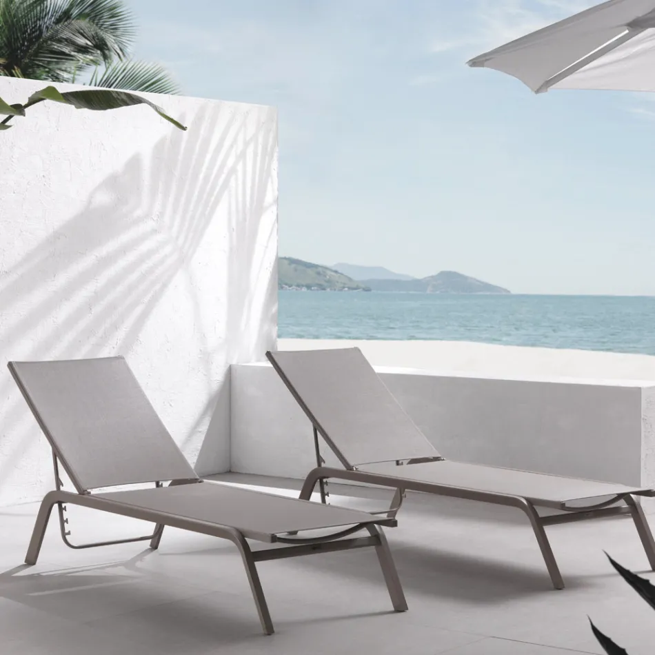 Lettini da Giardino in Alluminio Verniciato e Textilene, 2 Pezzi - Bunny Viadurini