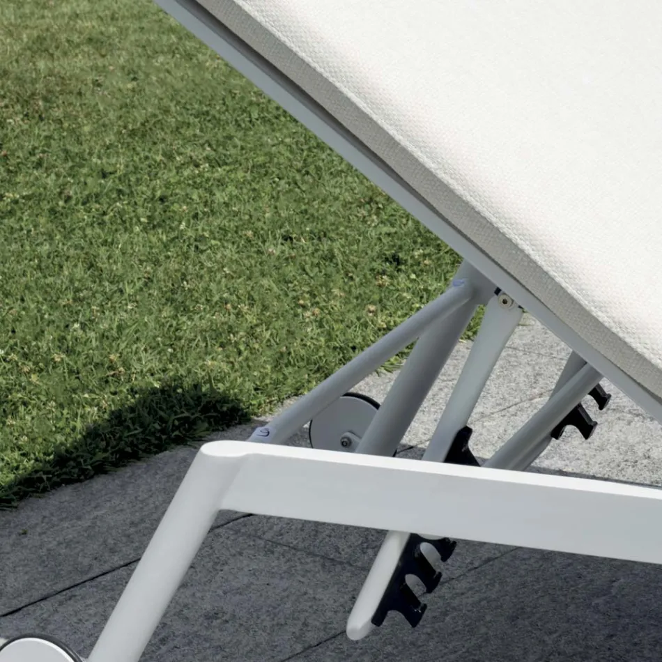 Lettino 205x76 cm da Esterno in Alluminio con Cuscino - Tessara Viadurini