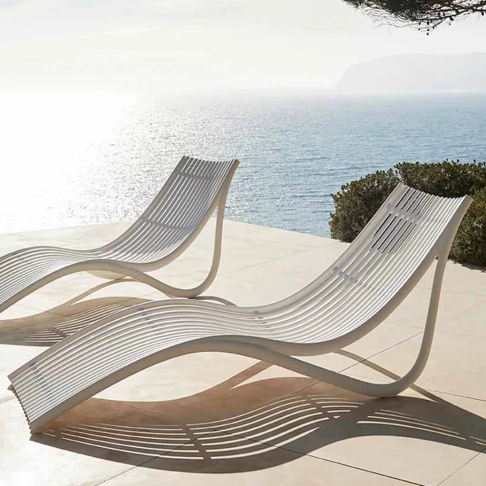 Lettino Chaise Longue Esterno, Plastica Bianco o Ecru 4 Pezzi - Ibiza by Vondom Viadurini