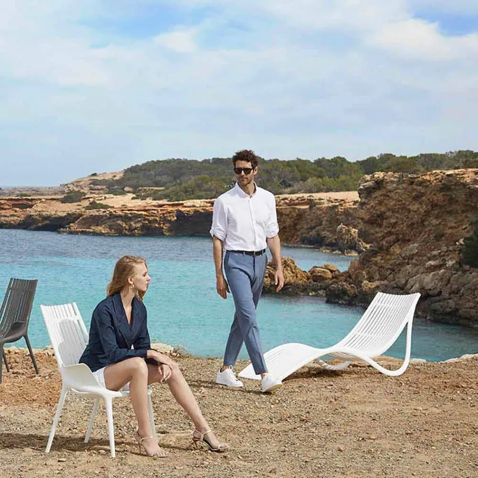 Lettino Chaise Longue Esterno, Plastica Bianco o Ecru 4 Pezzi - Ibiza by Vondom Viadurini