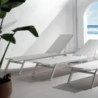 Lettino da Esterno in Alluminio e Textilene con Ruote a Scomparsa, 2 Pezzi - Donkey Viadurini