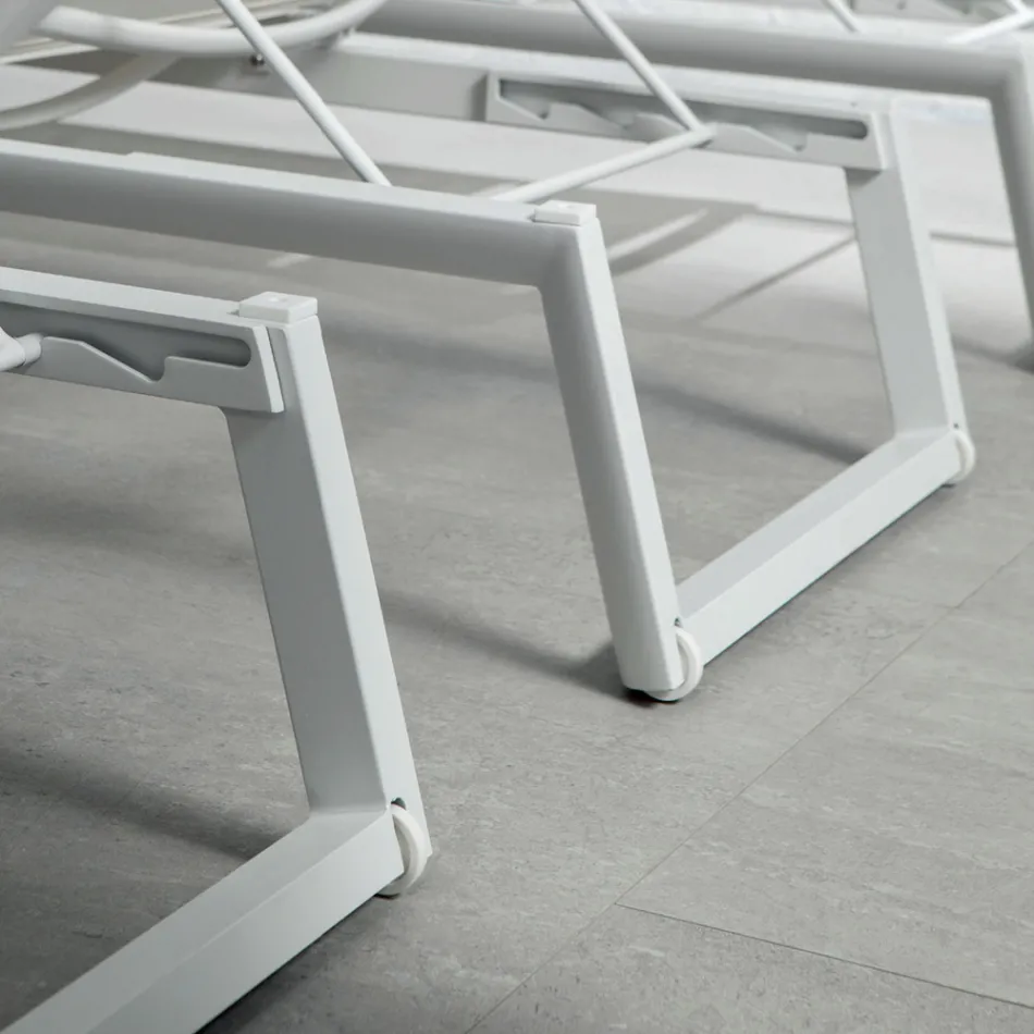 Lettino da Esterno in Alluminio e Textilene con Ruote a Scomparsa, 2 Pezzi - Donkey Viadurini