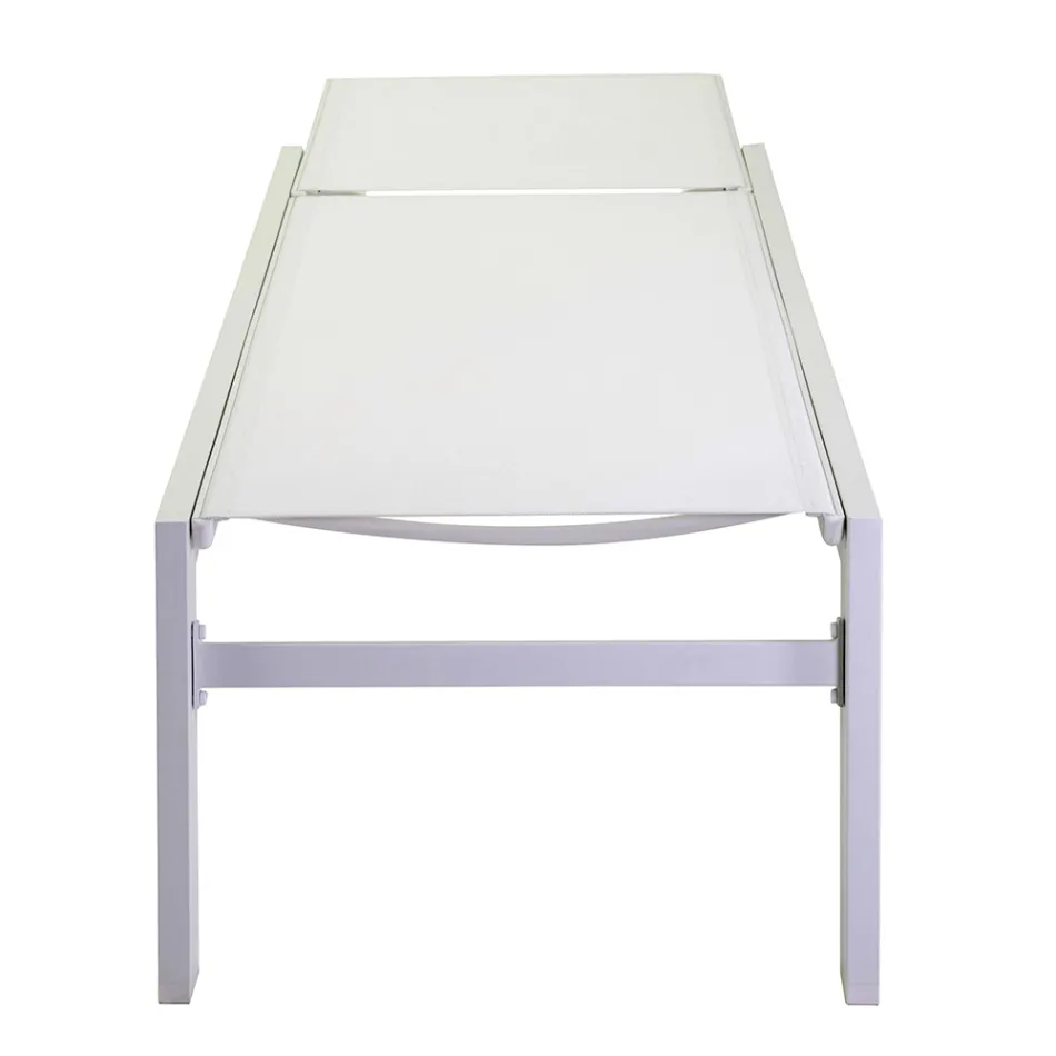 Lettino da Esterno Realizzato in Alluminio e Textilene con 2 Ruote - Costume Viadurini