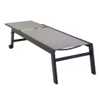 Lettino da Esterno Realizzato in Alluminio e Textilene con 2 Ruote - Costume Viadurini