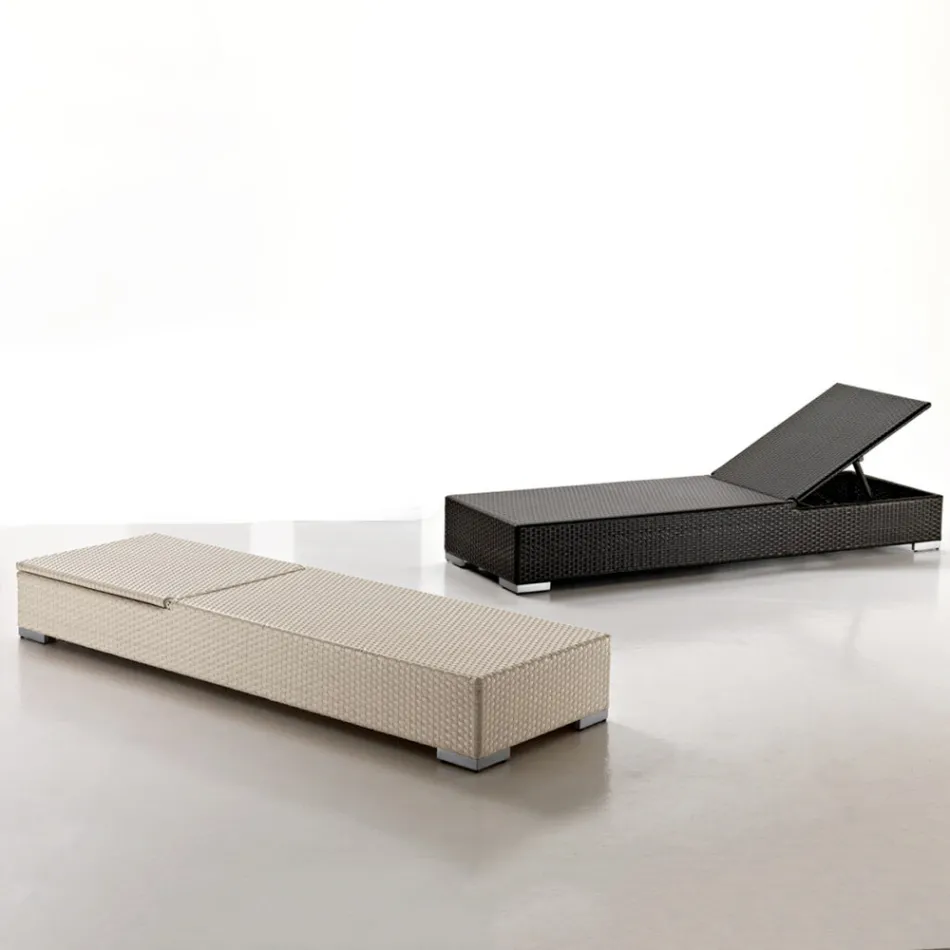 Lettino da Giardino in Polyrattan Intrecciato a Mano – Experia Viadurini