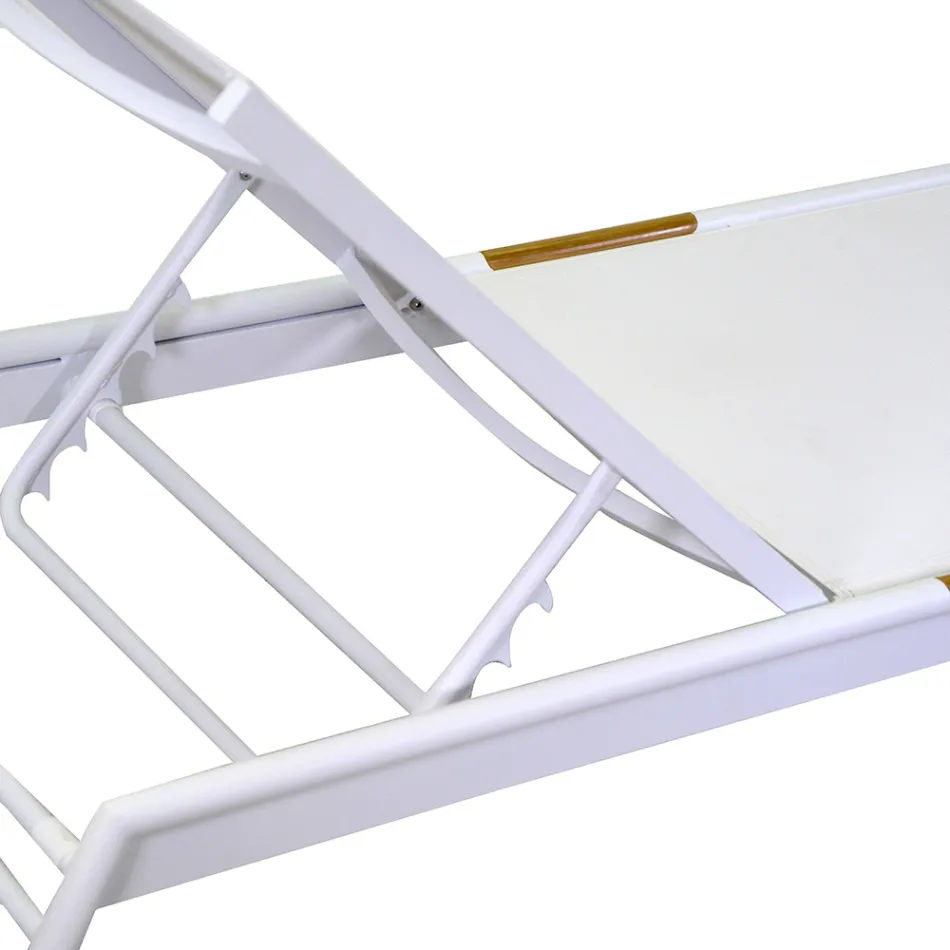 Lettino in Alluminio e Textilene con Inserto in Polywood - Inchiostro Viadurini